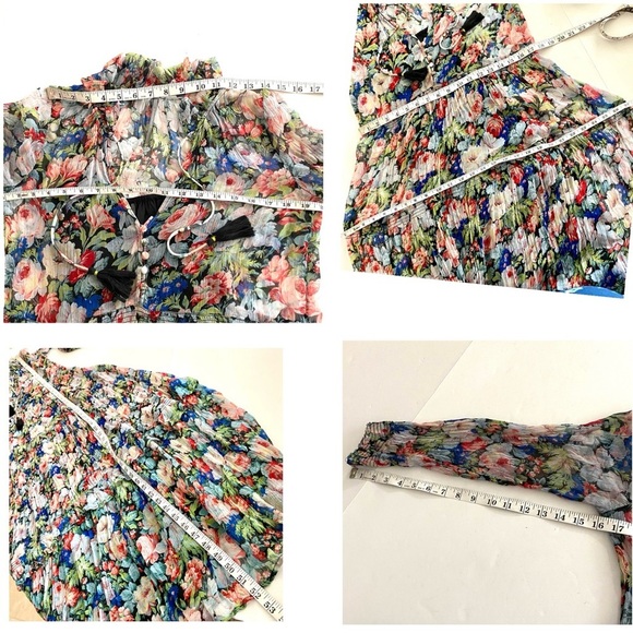 Anthropologie The Marais Printed Chiffon Maxi Dress Size XS Sheer Ruffled Tiers - Picture 16 of 16